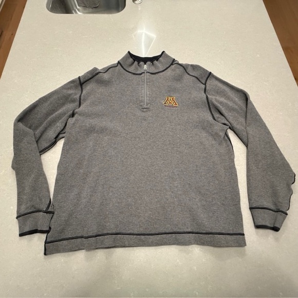 Minnesota Gophers Cutter & Buck Gray Stretch 1/4 Zip Mens Pullover - Picture 1 of 8
